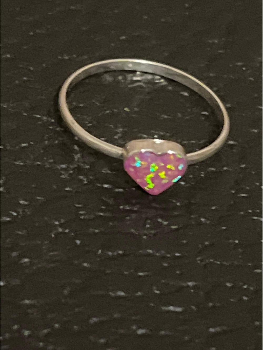 Navajo handmade opal heart sterling silver cluster ring size 8 dainty